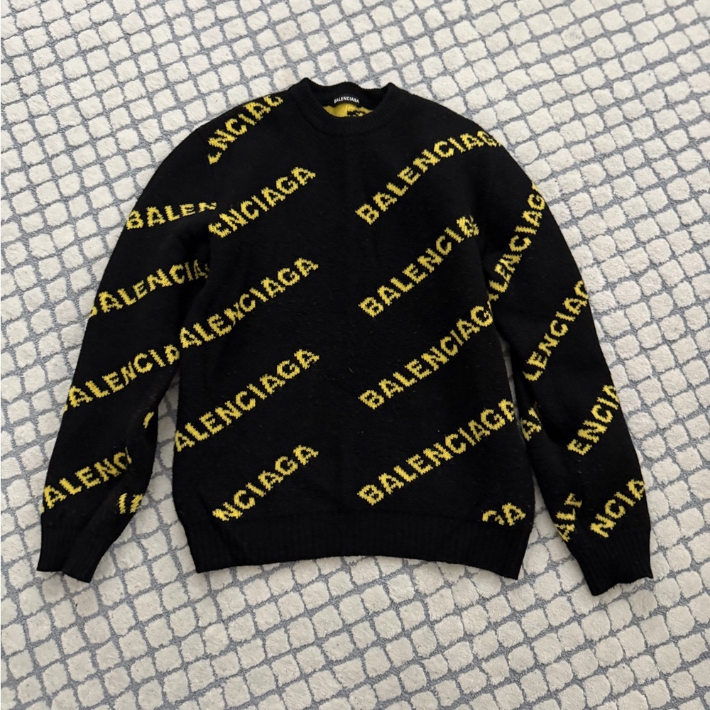 Balenciaga women’s Sweater in Black with Yellow Accents